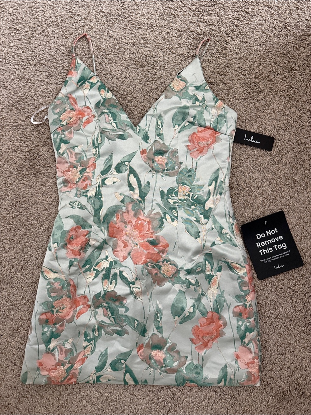 Lulu's emi Mint Floral Cami Dress with Coral Blooms